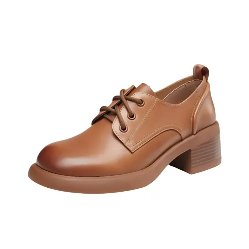KANGNAI Casual Single Shoes 5cm Women's Brown