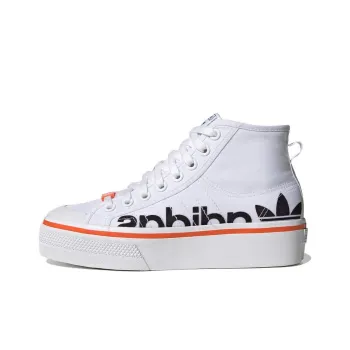 Adidas Originals NIZZA Platform Mid Slip Resistant High Top Skateboard Shoes Women's White Black Orange