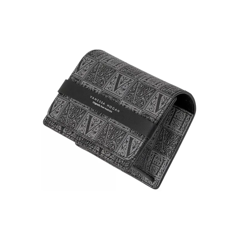 VANESSA HOGAN Monogram Cow Leather Storage Box Watch Case Watch Set Clutch Regular Unisex Black-5