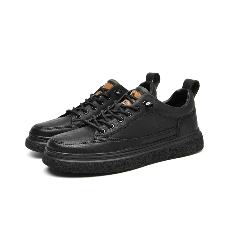 HLA Leather Upper Skateboard Shoes, Fashion Casual Leather Shoes, Versatile, Trendy Summer British Style Shoes Men's-2