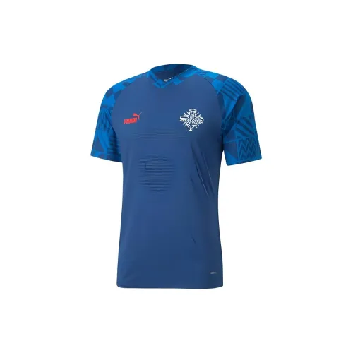 PUMA Iceland Football Prematch Jersey Soccer Jerseys Men's Electric Blue Lemon