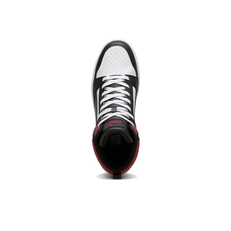 PUMA REBOUND Anti Slip Wear Resistant High Top Skateboard Shoes Unisex White Black Red-3