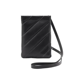 CALVIN KLEIN Polyurethane Cell Phone Pouch, Shoulder Bag, Crossbody Bag Women's Black