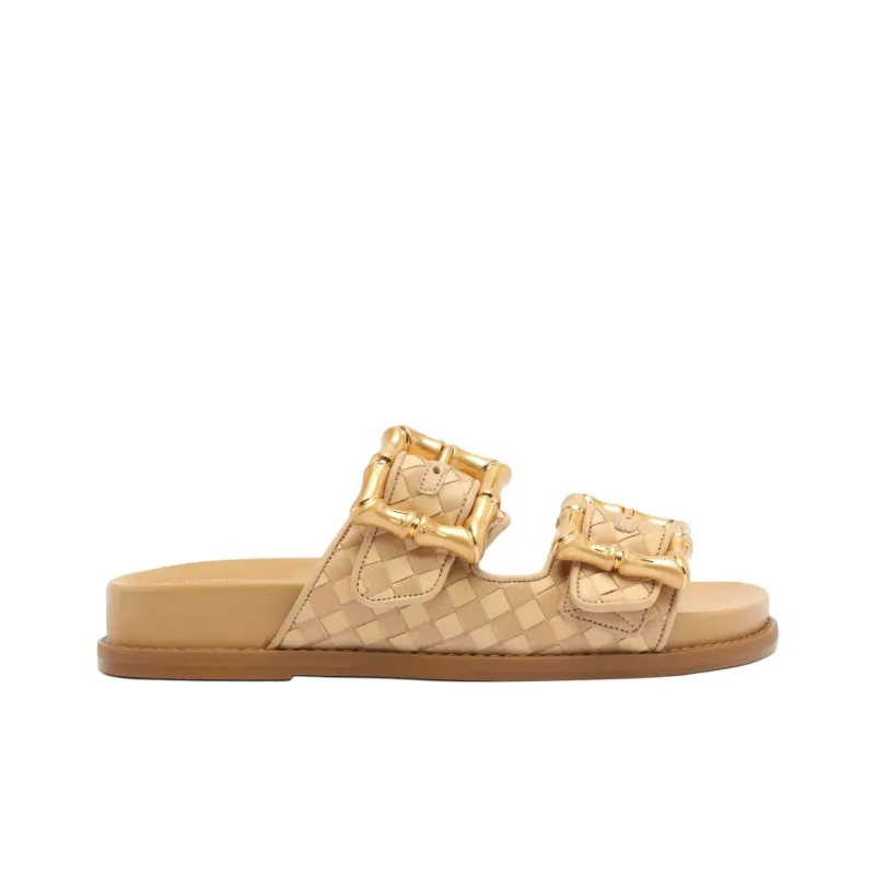 Schutz Slide Slippers 5.3cm Women's Gold-1