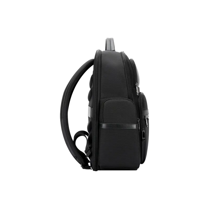 BOPAI Cow Leather With Fabric Backpacks Medium Size Men's Black-2