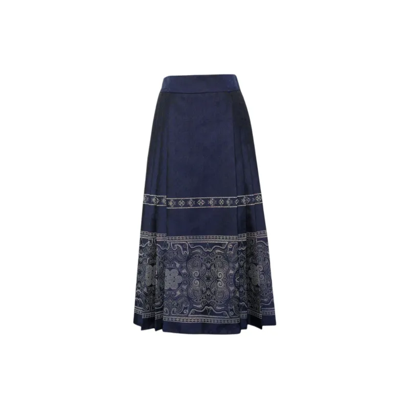 BBLLUUEE SS24 Casual Long Skirt Women's Ink Blue-1