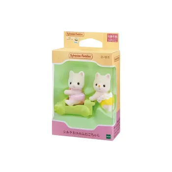 Sylvanian Families White Cat Twins Dolls Plush Doll Small Size Tall