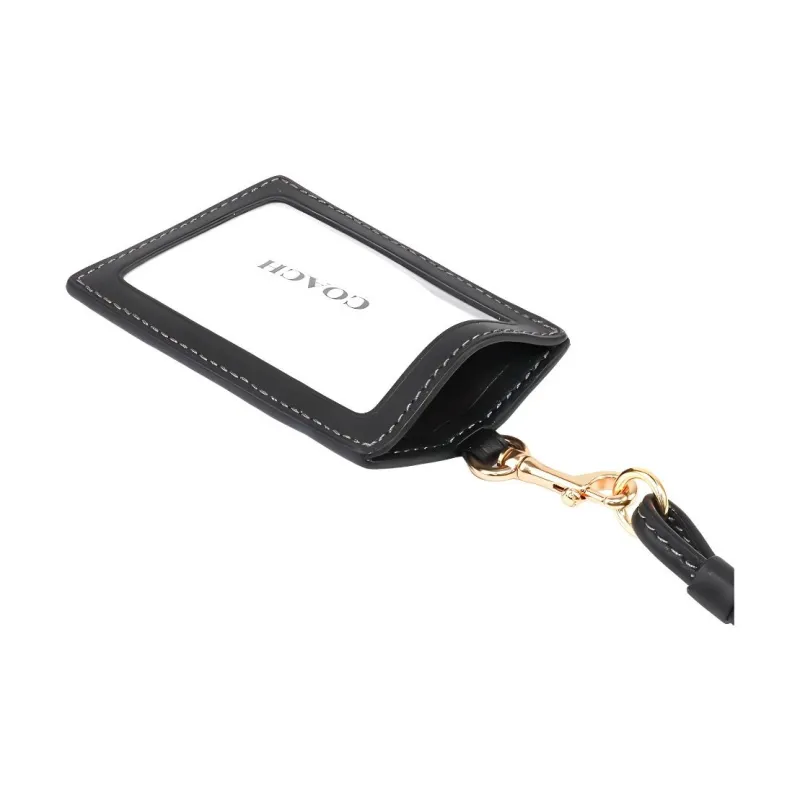 COACH Pencil Case Smooth Calf Leather Pencil Case Makeup Bag Document Bag Gift Box Set Small Size Women's Black-2