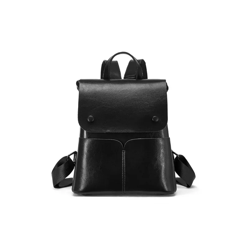 TTaG．baG Cow Leather Backpack Women's Black/Coffee/Sunset Yellow/White-0