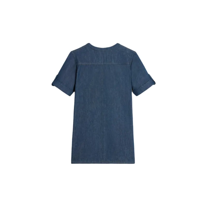 CELINE Mini Dress In Dark Ocean Wash Denim-1