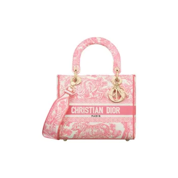 DIOR Embroidery Shoulder Bag, Crossbody Bag, Handbag Medium Size Women's Candy Pink