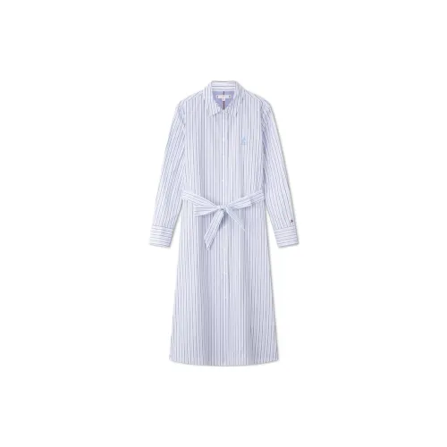 Tommy Hilfiger Long-Sleeved Dresses Women's Blue/White Stripes