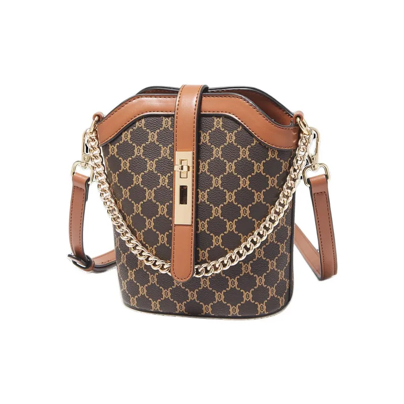 Marino Orlandi Synthetic Leather Mom Bag Bucket Bag Shoulder Bag Handbag Women's Coffee-2