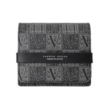 VANESSA HOGAN Monogram Cow Leather Storage Box Watch Case Watch Set Clutch Regular Unisex Black
