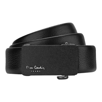 PIERRE CARDIN Genuine Leather Men's Belt Men's Black 3.4cm