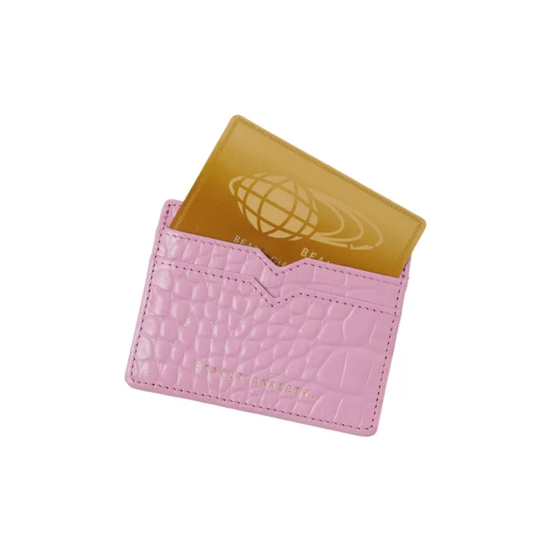 Beams Cow Leather Card Clip Card Holder Women's Pink/Yellow-6