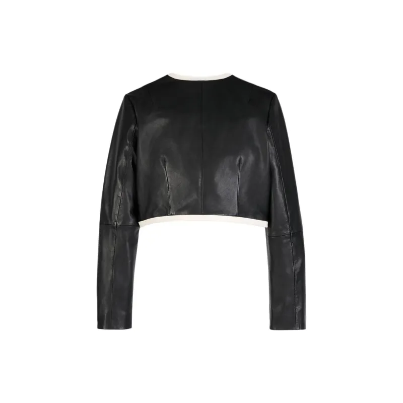 ZARA Leather Jacket Women's Black/Nude-1