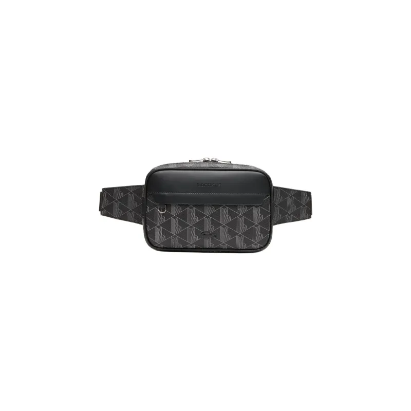 LACOSTE PVC One Shoulder Crossbody Fanny Pack Regular Men's Black Gray-0