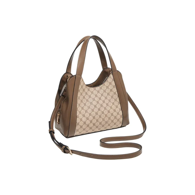 Marino Orlandi Synthetic Leather Bucket Bag Shoulder Bag, Crossbody Bag, Handbag Women's Khaki/Coffee-1