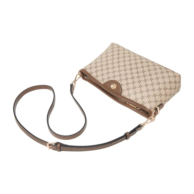 Marino Orlandi Synthetic Leather PVC Small Square Bag, Mom Bag, Crossbody Bag, Shoulder Bag Women's Khaki/Coffee-5