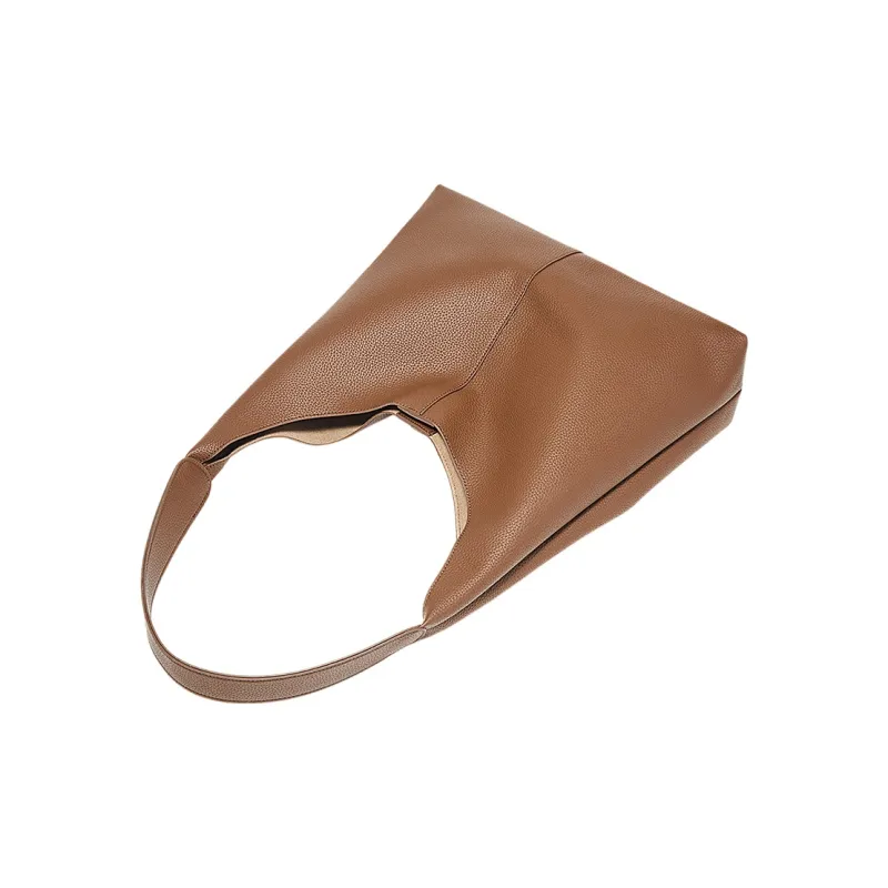 Marino Orlandi Cow Leather Shoulder Bag Large Size Women's Coffee/Apricot-3
