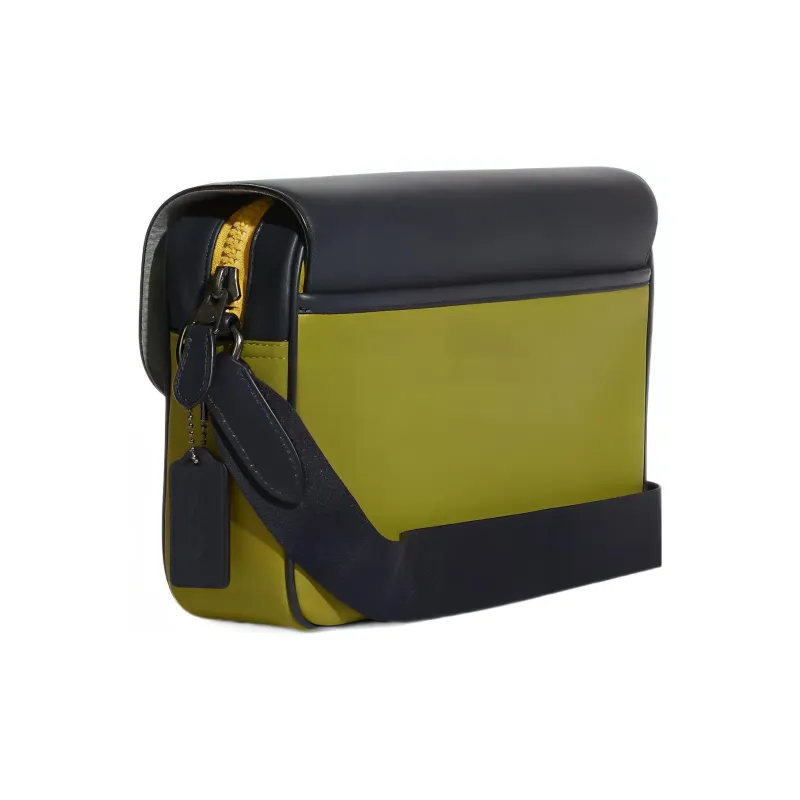 COACH Track Cow Leather Shoulder Bag Crossbody Bag Large Size Unisex Black/Blue/Green-1