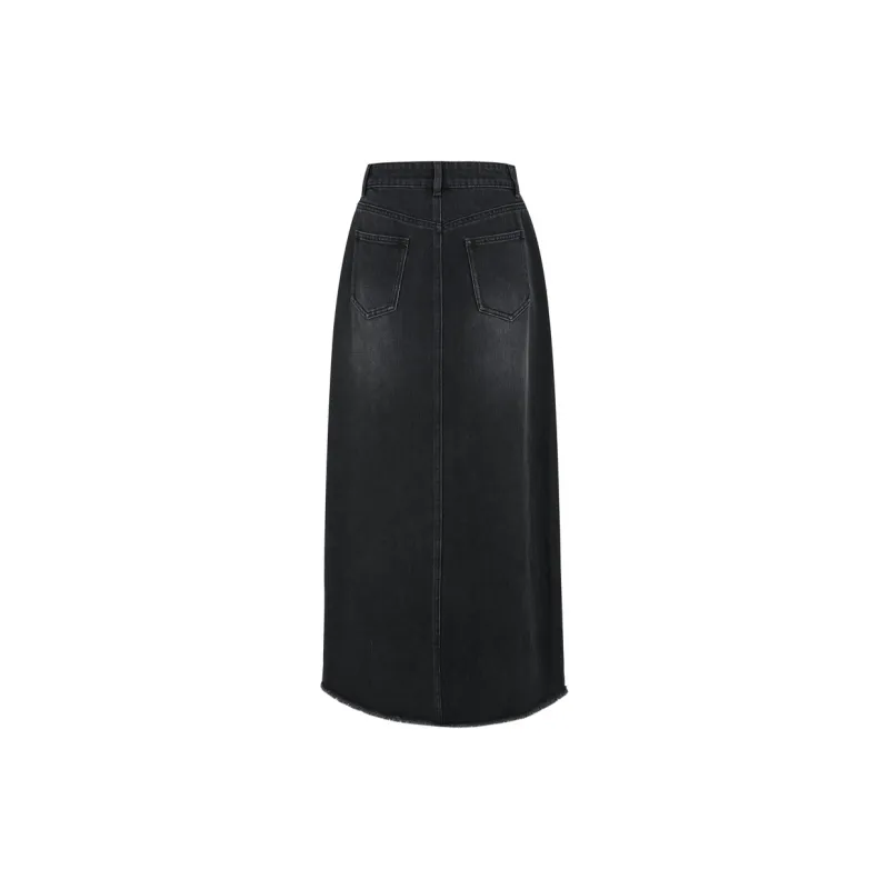3COLOUR Casual Long Skirt Women's Classic Black-1