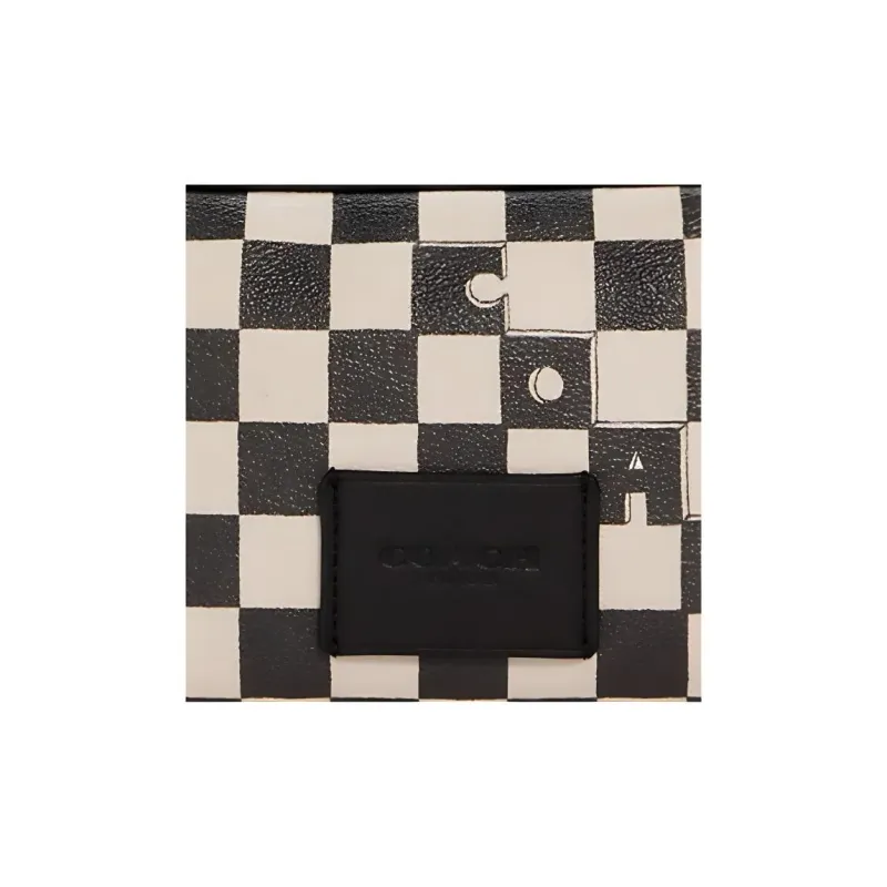 COACH Carrier Cow Leather Cell Phone Pouch, Pochette, Shoulder Bag, Crossbody Bag Small Size Unisex Black White-4