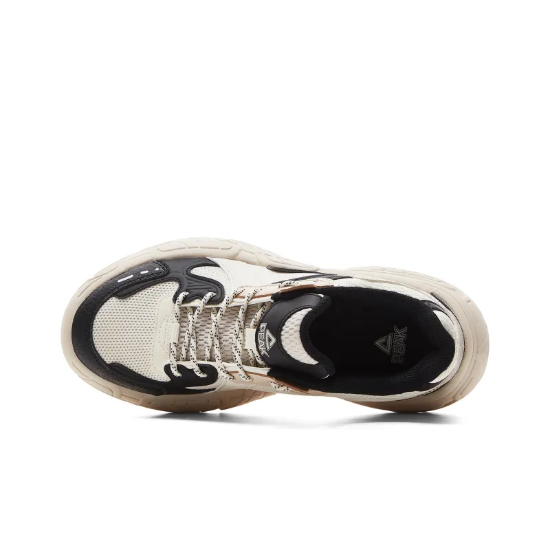 PEAK Taichi Tire Shoes Cushioning Rebound Wear Resistant Slip Resistant Low Top Vintage Casual Shoes Women's Ecru Black-3