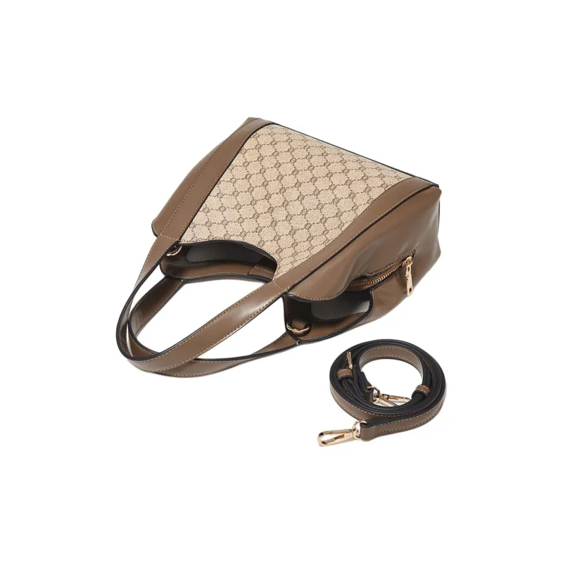 Marino Orlandi Synthetic Leather Bucket Bag Shoulder Bag, Crossbody Bag, Handbag Women's Khaki/Coffee-7