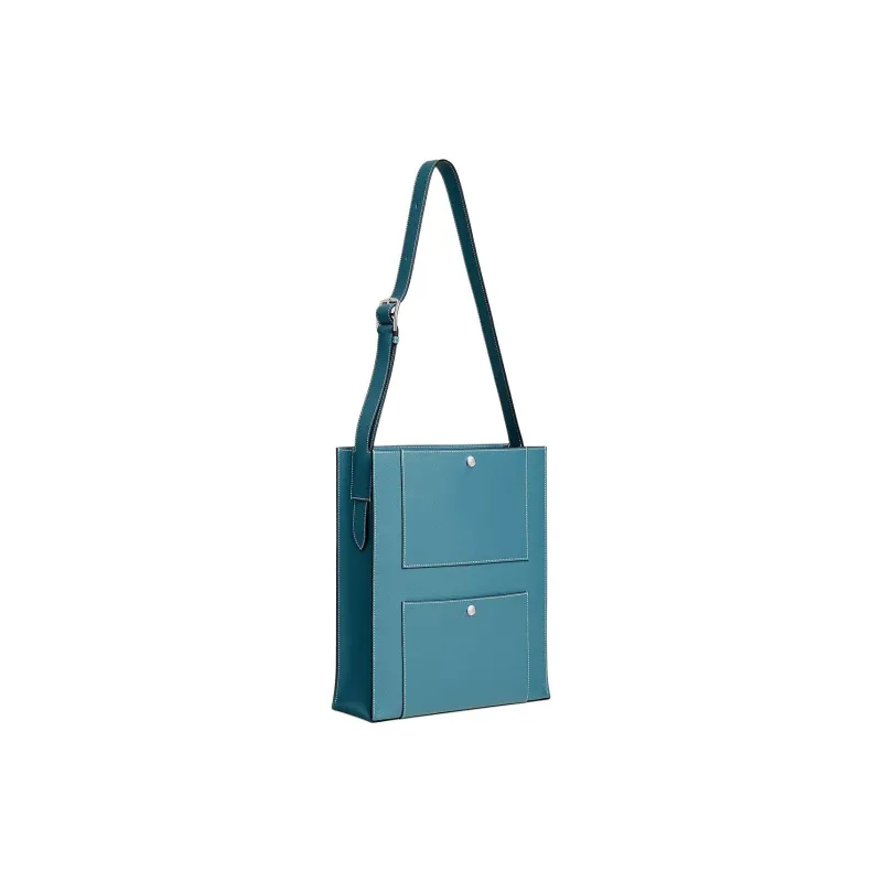 HERMES Cab H Evercolor Calfskin Tote Bag Shopping Bag Handbag Men's D2 NEW BLEU JEAN Denim Blue-2