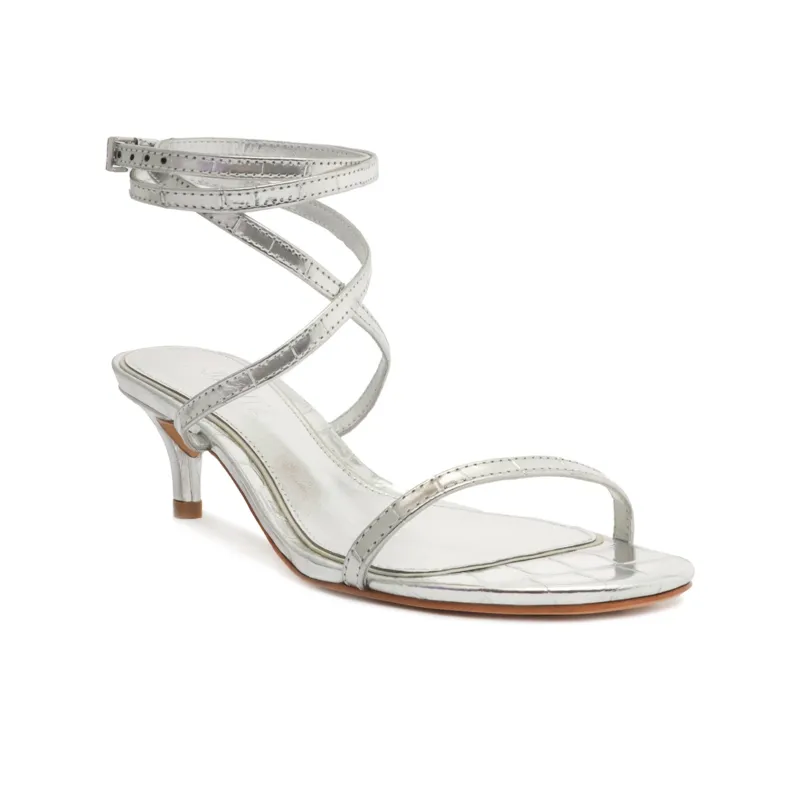Schutz Sherry Strap Sandals 4.8cm Women's Silver-2