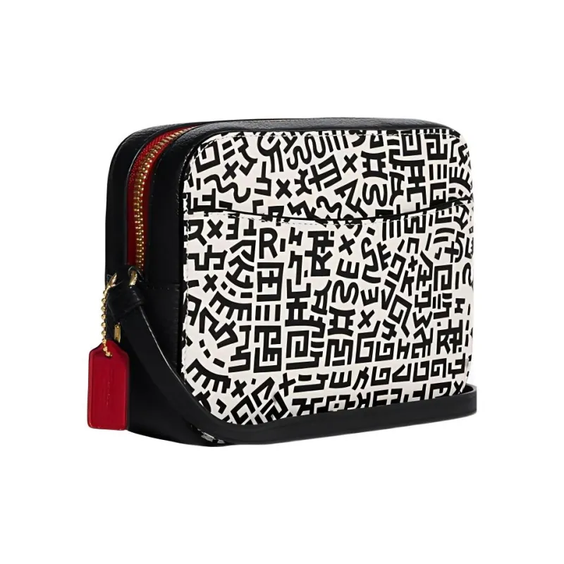 COACH Disney Collaboration Camera Pebbled Leather Camera Bag Crossbody Bag Shoulder Bag Unisex Black & White-2