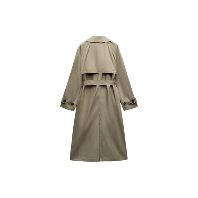 ZARA Trench Coats Women's Khaki-1