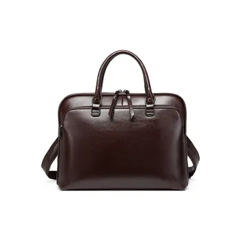 TTaG．baG Waxed Cow Leather Briefcases Unisex Coffee/Brown
