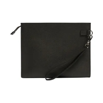 Dunhill Full-grain Calf Leather Clutch Men's Olive Gray