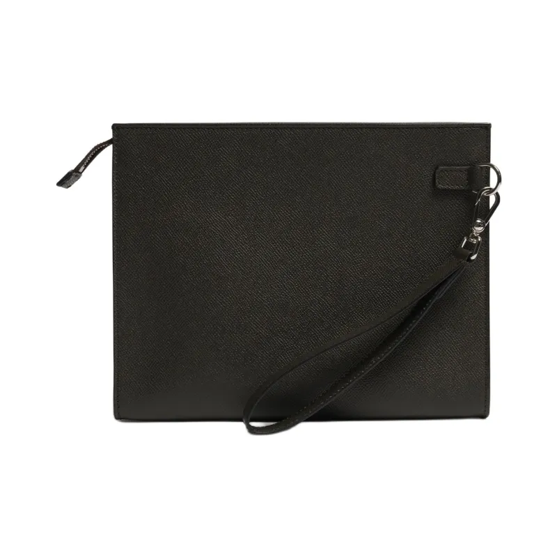 Dunhill Full-grain Calf Leather Clutch Men's Olive Gray-0