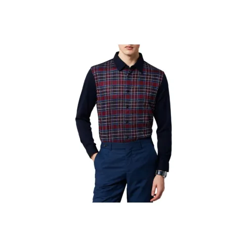 Francesco Totti Shirts Men Blue And Red Plaid