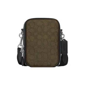 COACH Stanton Fabric With Cow Leather Shoulder Bag, Crossbody Bag Men's Army Green