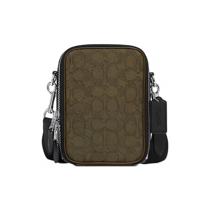 COACH Stanton Fabric With Cow Leather Shoulder Bag, Crossbody Bag Men's Army Green-0