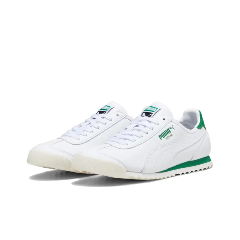 PUMA Roma Anti-Slip Wear-Resistant Low-Top Casual Shoes Unisex White Green-2