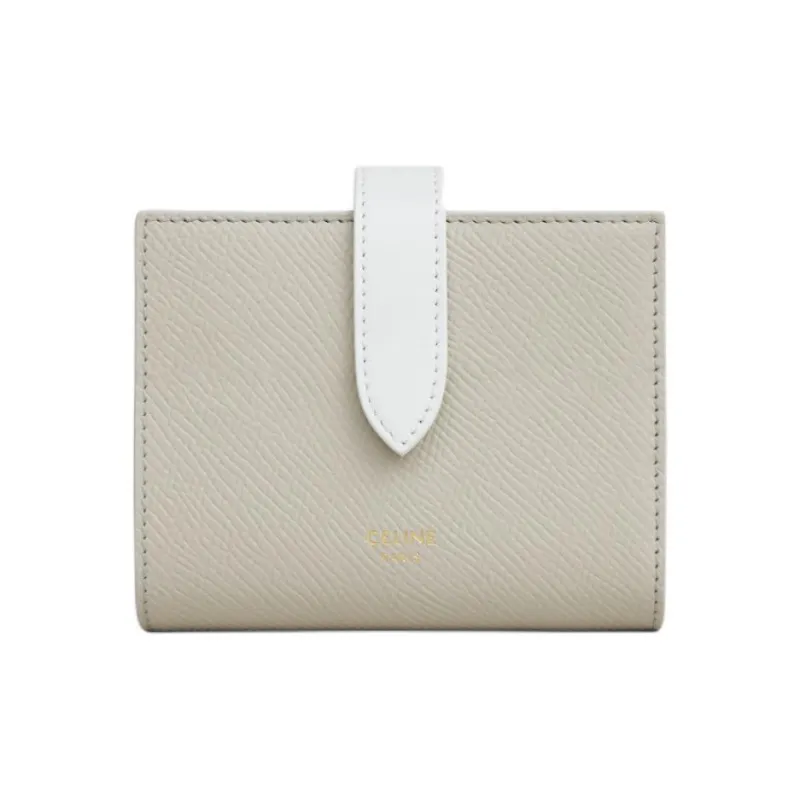 CELINE Cow Leather Wallet Small Size Women's Gray & White-0
