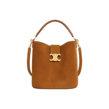 CELINE Cow Leather Suede Bucket Bag, Handbag, Shoulder Bag, Crossbody Bag Medium Size Women's Hickory Nut