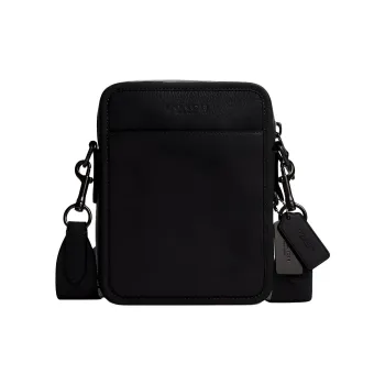 COACH Sullivan Pebbled Leather With Smooth Calfskin Shoulder Bag Crossbody Bag Small Size Men's Black Copper & Black