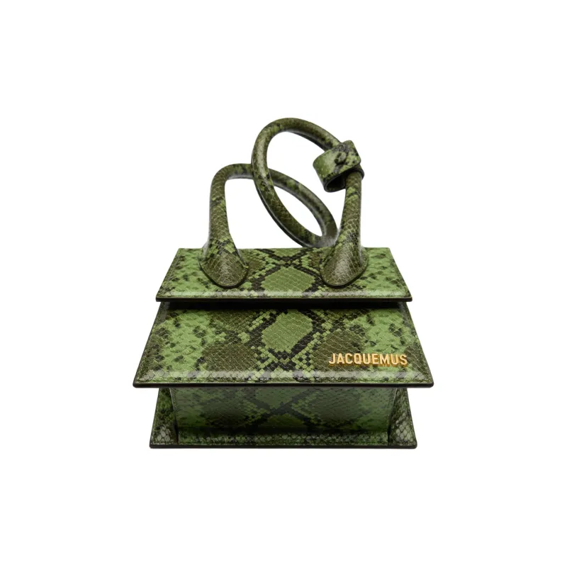 Jacquemus Python Pattern Embossed Leather Handbag Women's Green-3