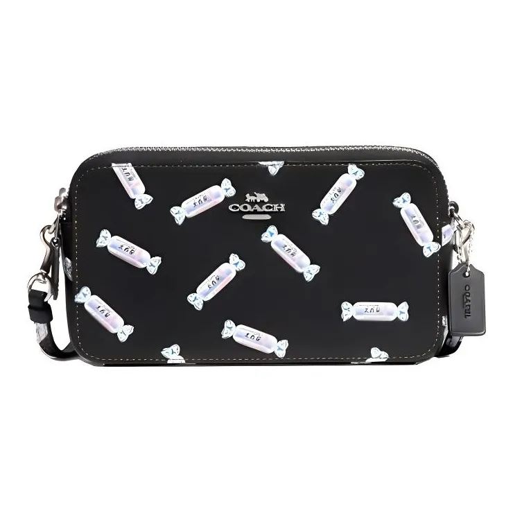 COACH All White Rabbit Collaboration Kira Cow Leather Camera Bags Crossbody Bags Women's Black-0