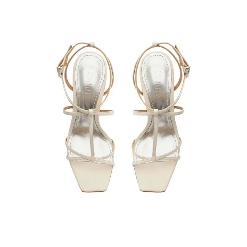 Schutz Adriana Strap Sandals 10cm Women's White-4