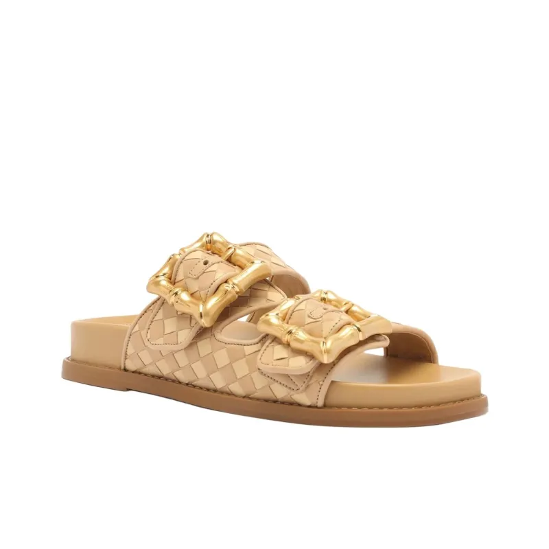 Schutz Slide Slippers 5.3cm Women's Gold-2