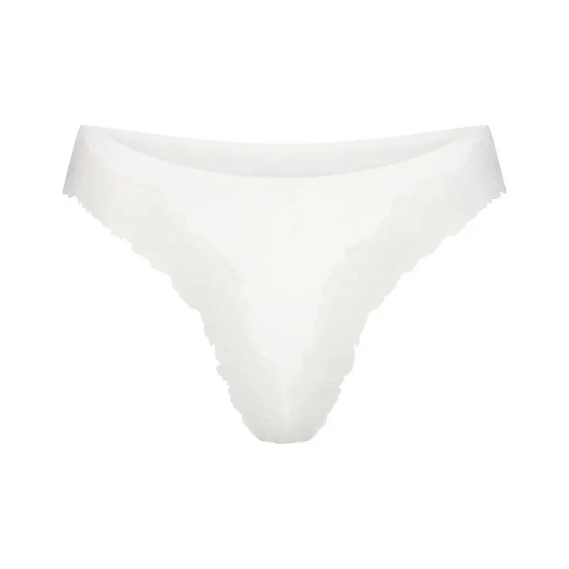 SKIMS COTTON LACE DIPPED THONG Underpants Women's 1 Pack MARBLE/Marble-0