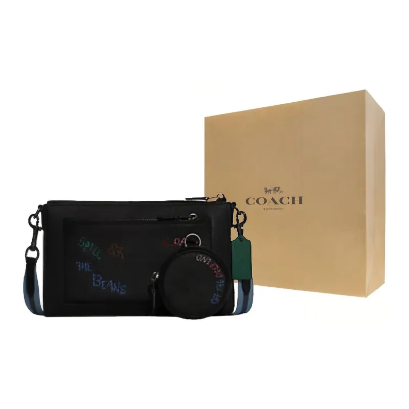 COACH Diary Collaboration Holden Pebbled Leather 3 in 1 Shoulder Bag, Crossbody Bag Mini Unisex Black-4
